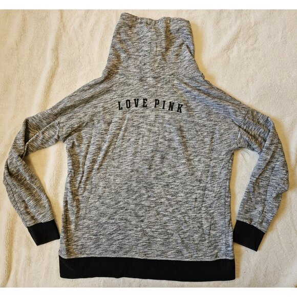Pink Victorias Secret Spellout Gray Logo Pullover Cowl Neck Sweatshirt Size Med - Picture 6 of 9